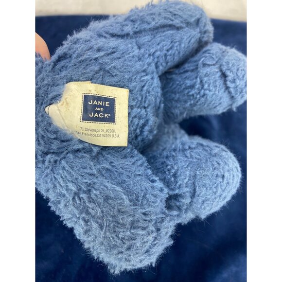 Janie and Jack Blue Elephant‎ Faux Fur Plush Rattle Soft Baby Toy Lovey 6" - Picture 7 of 8
